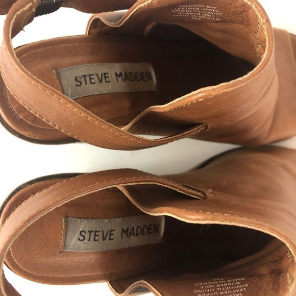 Steve Madden Talento Tan Leather Block Heels Sz 6 - Picture 11 of 12